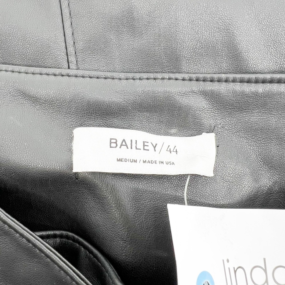 BAILEY/44 Black Faux Leather Wrap Mini‎ Skirt Party Cocktail Womens Medium - Picture 3 of 5